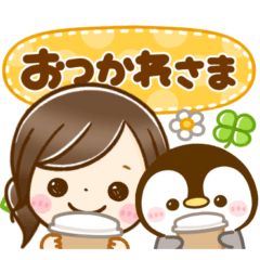 kawaii GIRL and penguin