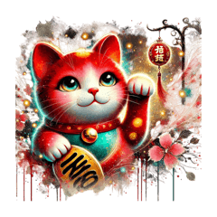 red lucky cat very lucky