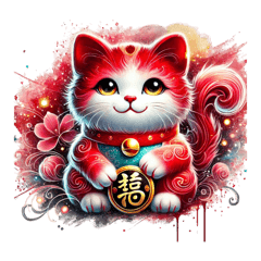 red lucky cat very lucky 1