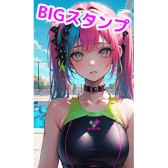 It's pool! Twin tail hair swimsuit girl