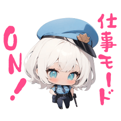 White-Haired Girl at Work  Sticker