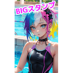 Rock punk girls dress up in swimsuits