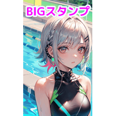 Silver-haired girls wear rock swimsuits