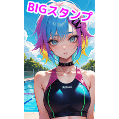 Pool and rock punk swimsuit girls