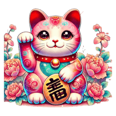 pink color lucky cat very lucky