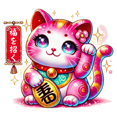 pink color lucky cat very lucky 2