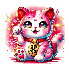 pink color lucky cat very lucky 3