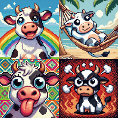 Cute Cow Pixel Expressions 1