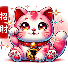 pink color lucky cat very lucky 1