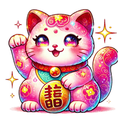 pink color lucky cat very lucky 5