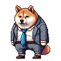 Pixel art black company fat shiba