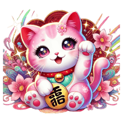 pink color lucky cat very lucky 6