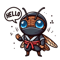 Cute ninja cicada sticker 001