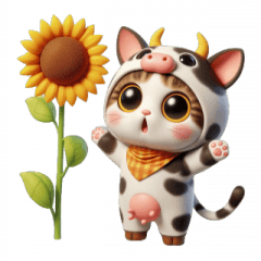 Cow Cat Funny Expression Stickers