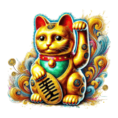 gold lucky cat very lucky 6