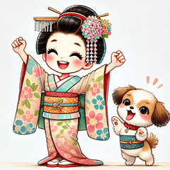 Colorful Maiko & Pup Fun