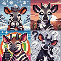 Pixel Okapi: Adorable Stickers