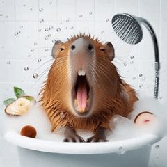 Happy working Capybara Mr. Huhu