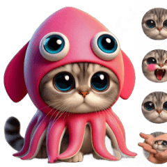 Squid Kitty Shocked