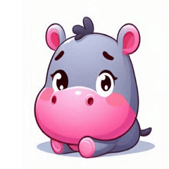 Cute Pink Hippo Sticker