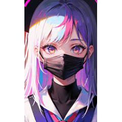 School uniform girl wearing black mask