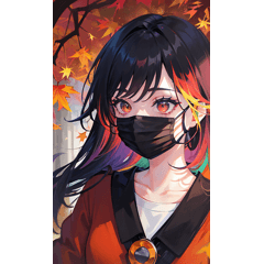 Autumn clothes girl wearing black mask