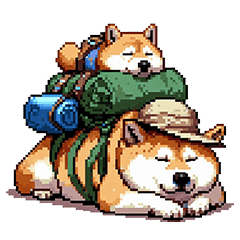 Pixel art climber fat shiba