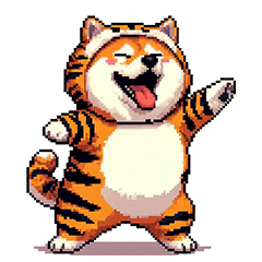 Pixel art Tiger costume fat shiba