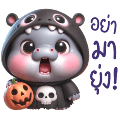 Cute Hippo in Halloween