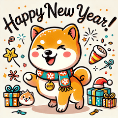 New Year Wishes with Shiba Inu