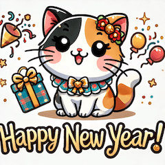 New Year with Calico Cat