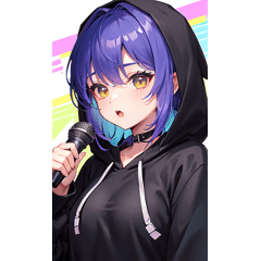 Black hoodie girl singing at karaoke