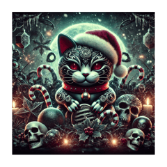 Dark Lucky Cat for Christmas