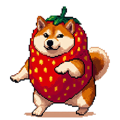 Pixel art strawberry fat shiba