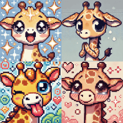 Adorable Pixel Giraffe Stickers