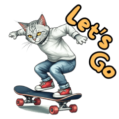 Skateboard Cat English Sticker