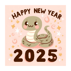 Happy New Year, 2025, Snake, Year's card