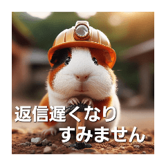 Guinea pig working at a constructionsite