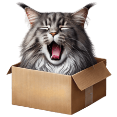 A maine coon in the cardboard box 2