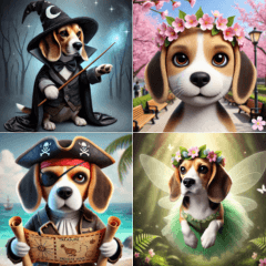 Beagle Miro's Costume Adventures