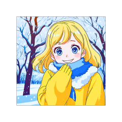 No text*Animation*Cute girl in the snow