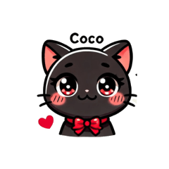 Cute black cat with a red ribbon