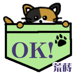 荒蒔「あらまき」ポケット三毛猫