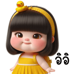 Cute chubby yellow duck girl