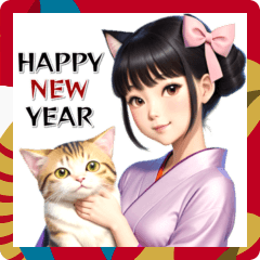 ねこ娘♡年末年始　年賀　大正ロマン