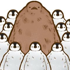 King penguin and emperor penguin chicks