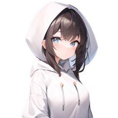 [For stamp arrangement]White hoodie girl