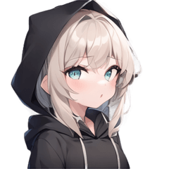 [For stamp arrangement]Black hoodie girl