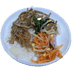 Korean food spicy bibimbap with plenty