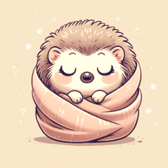 Sleeping Hedgehog Wrapped in a Blanket